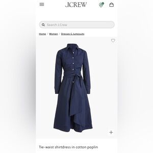 J. Crew tie-waist shirt dress size 8